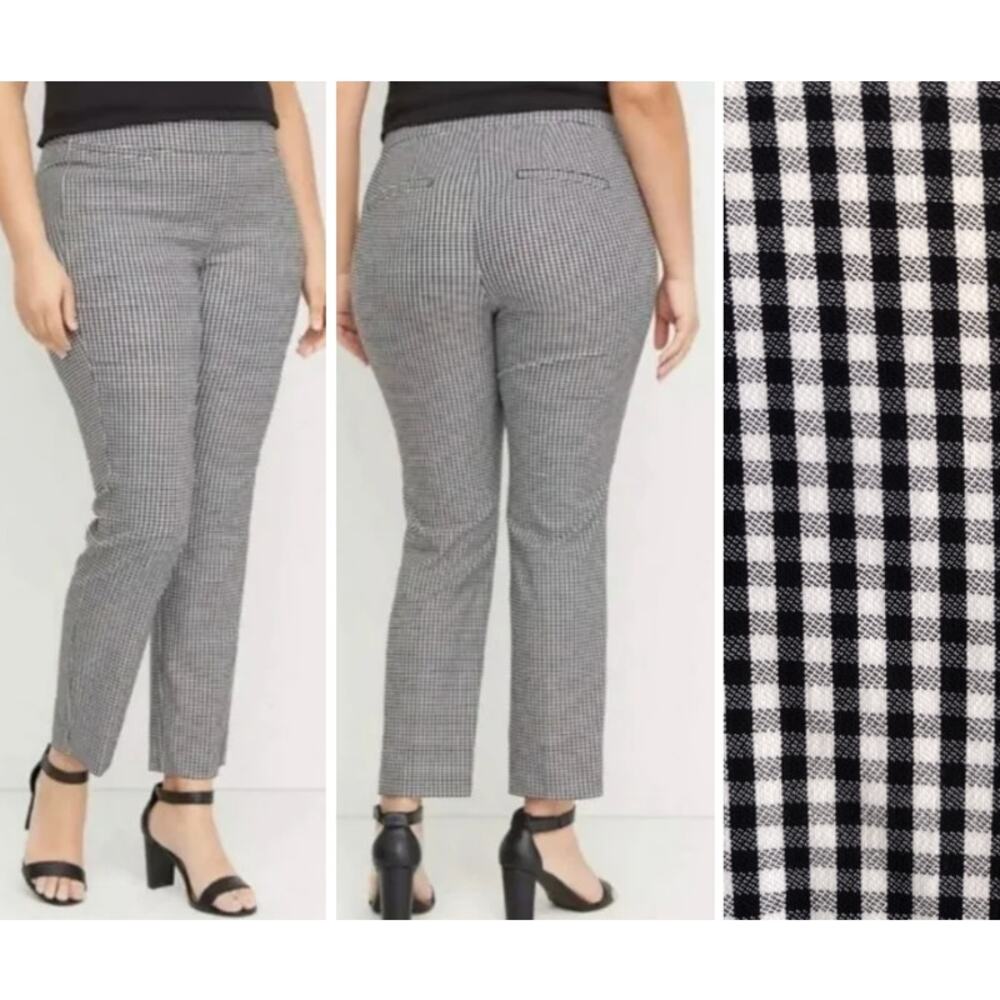 Lane Bryant | The Allie Black & White Gingham Slimming Stretch Pull-On Pants 18R